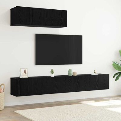 vidaXL TV-Schrankset 3 pcs Schwarz Eichen-Optik Holzwerkstoff - Schwarz vidaXL TV-Schrankset 3 pcs Schwarz Eichen-Optik Holzwerkstoff - Schwarz