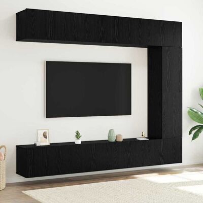 vidaXL TV-Schrankset 5 pcs Schwarz Eichen-Optik Holzwerkstoff - Schwarz vidaXL TV-Schrankset 5 pcs Schwarz Eichen-Optik Holzwerkstoff - Schwarz