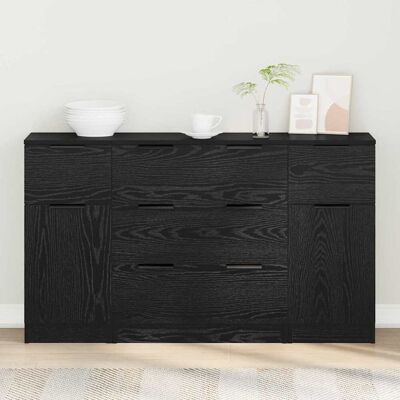 vidaXL Sideboard 3 pcs Schwarz Eichen-Optik Holzwerkstoff - Schwarz vidaXL Sideboard 3 pcs Schwarz Eichen-Optik Holzwerkstoff - Schwarz
