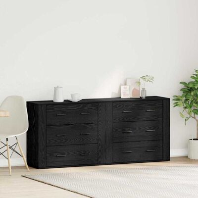 vidaXL Sideboard Schwarz Eichen-Optik 160 x 33 x 70 cm Holzwerkstoff - Schwarz vidaXL Sideboard Schwarz Eichen-Optik 160 x 33 x 70 cm Holzwerkstoff - Schwarz
