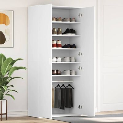 vidaXL Schuhschrank mit Regal Weiß 80 x 39 x 178 cm Holzwerkstoff - Weiß vidaXL Schuhschrank mit Regal Weiß 80 x 39 x 178 cm Holzwerkstoff - Weiß