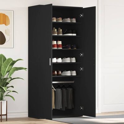 vidaXL Schuhschrank mit Regal Schwarz 80 x 39 x 178 cm Holzwerkstoff - Schwarz vidaXL Schuhschrank mit Regal Schwarz 80 x 39 x 178 cm Holzwerkstoff - Schwarz