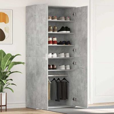 vidaXL Schuhschrank mit Tür Beton Grau 80 x 39 x 178 cm Holzwerkstoff - Grau vidaXL Schuhschrank mit Tür Beton Grau 80 x 39 x 178 cm Holzwerkstoff - Grau