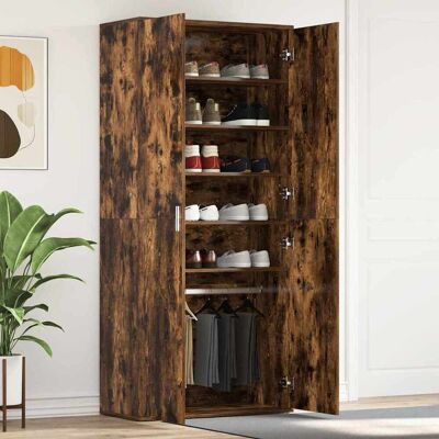 vidaXL Schuhschrank Geräucherte Eiche 80 x 39 x 178 cm Holzwerkstoff - Braun vidaXL Schuhschrank Geräucherte Eiche 80 x 39 x 178 cm Holzwerkstoff - Braun