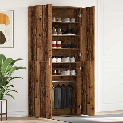 vidaXL Schuhschrank mit Regal Altholz 80 x 39 x 178 cm Holzwerkstoff - Braun vidaXL Schuhschrank mit Regal Altholz 80 x 39 x 178 cm Holzwerkstoff - Braun