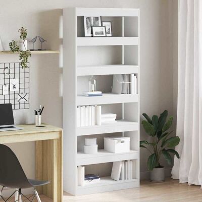 vidaXL Bücherregal mit Regal Weiß 80 x 30 x 198 cm Holzwerkstoff - Weiß vidaXL Bücherregal mit Regal Weiß 80 x 30 x 198 cm Holzwerkstoff - Weiß