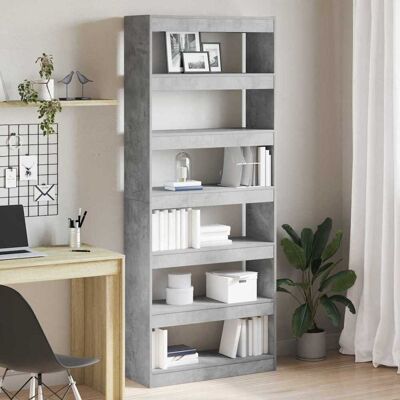 vidaXL Bücherregal mit Regal Beton Grau 80 x 30 x 198 cm Holzwerkstoff - Grau vidaXL Bücherregal mit Regal Beton Grau 80 x 30 x 198 cm Holzwerkstoff - Grau
