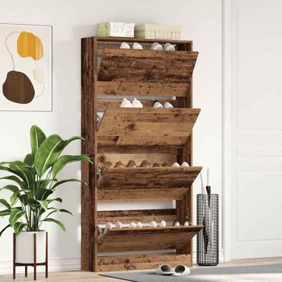 vidaXL Schuhschrank mit Regal Altholz 80 x 21 x 163,5 cm Holzwerkstoff - Braun vidaXL Schuhschrank mit Regal Altholz 80 x 21 x 163,5 cm Holzwerkstoff - Braun
