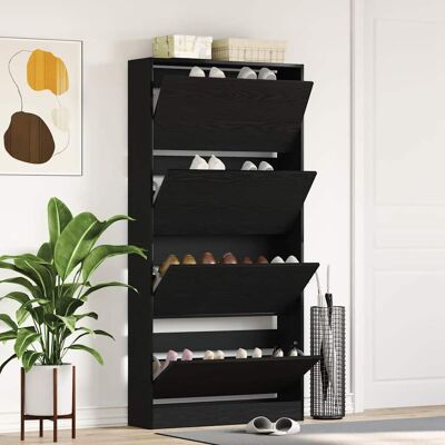 vidaXL Schuhschrank mit Regal Schwarz Eichen-Optik 80 x 21 x 163,5 cm - Schwarz vidaXL Schuhschrank mit Regal Schwarz Eichen-Optik 80 x 21 x 163,5 cm - Schwarz