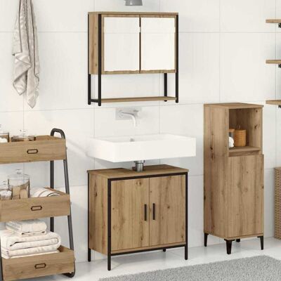 vidaXL Badezimmermöbel-Set mit Regal mit Tür 2 pcs Braun Holzwerkstoff - Braun vidaXL Badezimmermöbel-Set mit Regal mit Tür 2 pcs Braun Holzwerkstoff - Braun