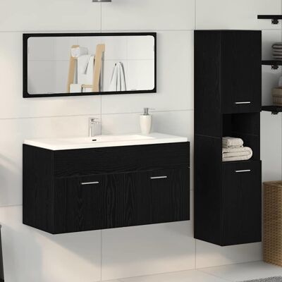 vidaXL Badezimmermöbel-Set 3 pcs Schwarz Eichen-Optik Holzwerkstoff - Schwarz vidaXL Badezimmermöbel-Set 3 pcs Schwarz Eichen-Optik Holzwerkstoff - Schwarz