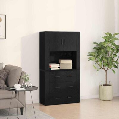 vidaXL Highboard Schwarz Eichen-Optik 80 x 33 x 150 cm Holzwerkstoff - Schwarz vidaXL Highboard Schwarz Eichen-Optik 80 x 33 x 150 cm Holzwerkstoff - Schwarz