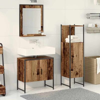 vidaXL Badezimmermöbel-Set mit Regal mit Tür 3 pcs Braun Holzwerkstoff - Braun vidaXL Badezimmermöbel-Set mit Regal mit Tür 3 pcs Braun Holzwerkstoff - Braun