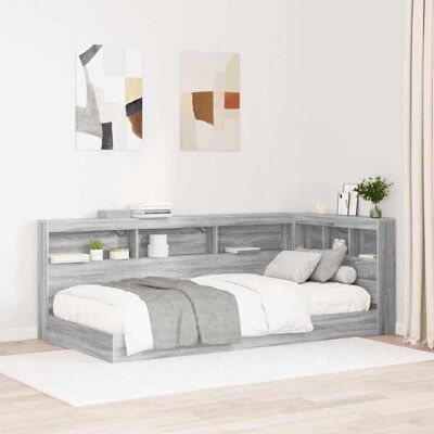 vidaXL Bücherregal-Bett Grau Sonoma 100 x 200 cm Holzwerkstoff - Grau vidaXL Bücherregal-Bett Grau Sonoma 100 x 200 cm Holzwerkstoff - Grau