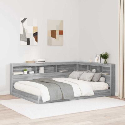 vidaXL Bücherregal-Bett Grau Sonoma 160 x 200 cm Holzwerkstoff - Grau vidaXL Bücherregal-Bett Grau Sonoma 160 x 200 cm Holzwerkstoff - Grau