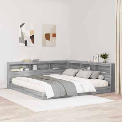 vidaXL Bücherregal-Bett Grau Sonoma 180 x 200 cm Holzwerkstoff - Grau vidaXL Bücherregal-Bett Grau Sonoma 180 x 200 cm Holzwerkstoff - Grau
