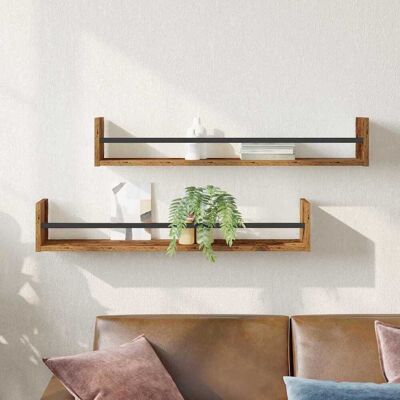 vidaXL Wandregal Wandhalterung 2 Stk. Altholz 80 x 16 x 14 cm - Braun vidaXL Wandregal Wandhalterung 2 Stk. Altholz 80 x 16 x 14 cm - Braun