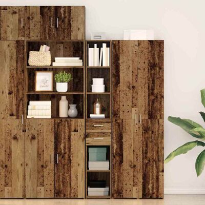 vidaXL Bücherregal mit Schubladen Altholz 30 x 42,4 x 185,2 cm - Braun vidaXL Bücherregal mit Schubladen Altholz 30 x 42,4 x 185,2 cm - Braun