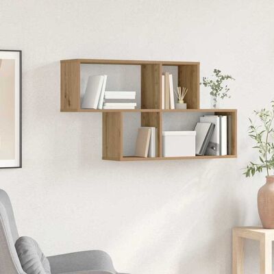 vidaXL Wandregal mit Regal Wandmontiert Braun Holzwerkstoff - Beige vidaXL Wandregal mit Regal Wandmontiert Braun Holzwerkstoff - Beige