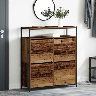 vidaXL Schuhschrank mit Regal Altholz 100 x 34 x 112 cm Holzwerkstoff - Braun vidaXL Schuhschrank mit Regal Altholz 100 x 34 x 112 cm Holzwerkstoff - Braun