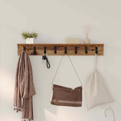 vidaXL Wandmontierter nachttisch Wandhalterung Altholz Holzwerkstoff - Braun vidaXL Wandmontierter nachttisch Wandhalterung Altholz Holzwerkstoff - Braun