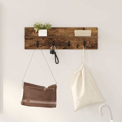 vidaXL Wandmontierter nachttisch Geräucherte Eiche 60 x 10,5 x 18 cm - Braun vidaXL Wandmontierter nachttisch Geräucherte Eiche 60 x 10,5 x 18 cm - Braun