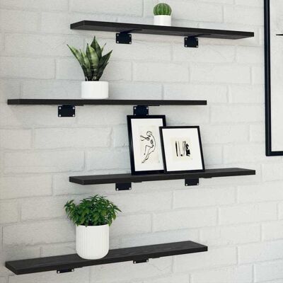 vidaXL Regalbrett 4 pcs Schwarz 60 x 10 x 1,5 cm Holzwerkstoff - Schwarz vidaXL Regalbrett 4 pcs Schwarz 60 x 10 x 1,5 cm Holzwerkstoff - Schwarz