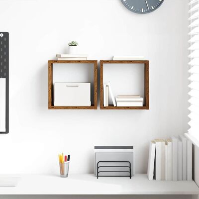 vidaXL Wandregale mit Regal Wandmontiert Altholz Holzwerkstoff - Braun vidaXL Wandregale mit Regal Wandmontiert Altholz Holzwerkstoff - Braun