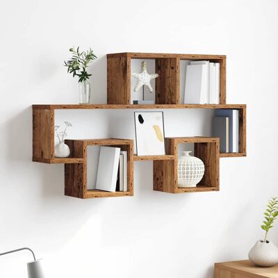 vidaXL Wandregal mit Regal Altholz 82 x 15 x 51 cm Holzwerkstoff - Braun vidaXL Wandregal mit Regal Altholz 82 x 15 x 51 cm Holzwerkstoff - Braun
