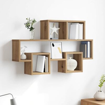 vidaXL Wandregal mit Regal Artisan-Eiche 82 x 15 x 51 cm Holzwerkstoff - Braun vidaXL Wandregal mit Regal Artisan-Eiche 82 x 15 x 51 cm Holzwerkstoff - Braun