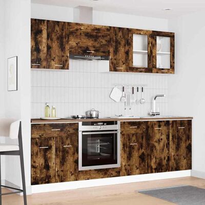 vidaXL Küchenschrank-Set mit Tür Lyon 8 pcs Räuchereiche Holzwerkstoff - Braun vidaXL Küchenschrank-Set mit Tür Lyon 8 pcs Räuchereiche Holzwerkstoff - Braun