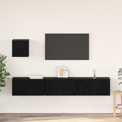 vidaXL TV-Schrankset 4 pcs Schwarz Eichen-Optik Holzwerkstoff - Schwarz vidaXL TV-Schrankset 4 pcs Schwarz Eichen-Optik Holzwerkstoff - Schwarz