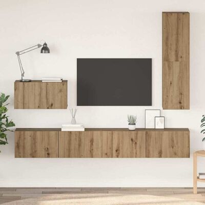 vidaXL Wand-TV-Schrank Wandmontiert 4 pcs Artisan-Eiche Holzwerkstoff - Braun vidaXL Wand-TV-Schrank Wandmontiert 4 pcs Artisan-Eiche Holzwerkstoff - Braun