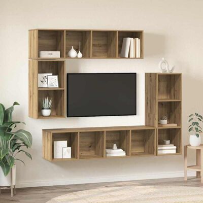 vidaXL TV-Schrankset Wandmontiert 4 pcs Artisan-Eiche Holzwerkstoff - Braun vidaXL TV-Schrankset Wandmontiert 4 pcs Artisan-Eiche Holzwerkstoff - Braun