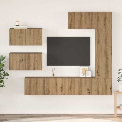 vidaXL TV-Schrankset Wandmontiert 6 pcs Artisan-Eiche Holzwerkstoff - Braun vidaXL TV-Schrankset Wandmontiert 6 pcs Artisan-Eiche Holzwerkstoff - Braun
