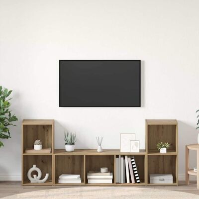 vidaXL TV-Schrankset Wandmontiert 3 pcs Braun Holzwerkstoff - Braun vidaXL TV-Schrankset Wandmontiert 3 pcs Braun Holzwerkstoff - Braun