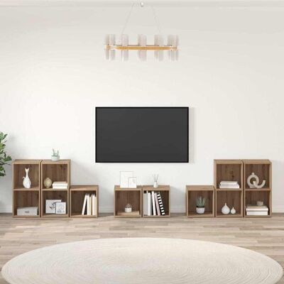 vidaXL TV-Schrank Set Wandmontiert 8 pcs Artisan-Eiche Holzwerkstoff - Braun vidaXL TV-Schrank Set Wandmontiert 8 pcs Artisan-Eiche Holzwerkstoff - Braun