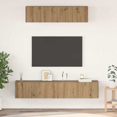 vidaXL TV-Schrankset Wandmontiert 4 pcs Artisan-Eiche Holzwerkstoff - Braun vidaXL TV-Schrankset Wandmontiert 4 pcs Artisan-Eiche Holzwerkstoff - Braun