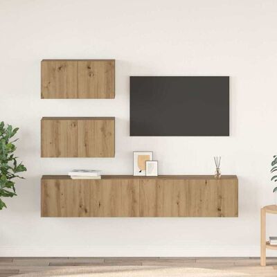 vidaXL TV-Schrankset Wandmontiert 4 pcs Artisan-Eiche Holzwerkstoff - Braun vidaXL TV-Schrankset Wandmontiert 4 pcs Artisan-Eiche Holzwerkstoff - Braun
