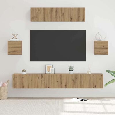 vidaXL TV-Schrankset Wandmontiert 7 pcs Artisan-Eiche Holzwerkstoff - Braun vidaXL TV-Schrankset Wandmontiert 7 pcs Artisan-Eiche Holzwerkstoff - Braun