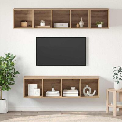 vidaXL TV-Schrankset Wandmontiert 4 pcs Artisan-Eiche Holzwerkstoff - Braun vidaXL TV-Schrankset Wandmontiert 4 pcs Artisan-Eiche Holzwerkstoff - Braun