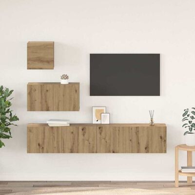vidaXL TV-Schrankset Wandmontiert 4 pcs Artisan-Eiche Holzwerkstoff - Braun vidaXL TV-Schrankset Wandmontiert 4 pcs Artisan-Eiche Holzwerkstoff - Braun