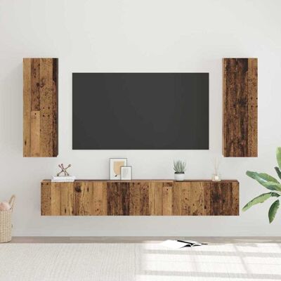 vidaXL TV-Schrankset Wandmontiert 5 pcs Altholz Holzwerkstoff - Braun vidaXL TV-Schrankset Wandmontiert 5 pcs Altholz Holzwerkstoff - Braun