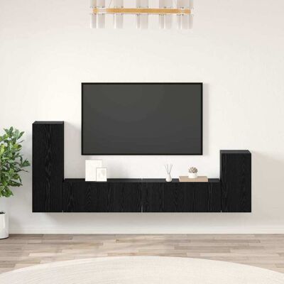 vidaXL Wand-TV-Schrank 3 pcs Schwarz Eichen-Optik Holzwerkstoff - Schwarz vidaXL Wand-TV-Schrank 3 pcs Schwarz Eichen-Optik Holzwerkstoff - Schwarz