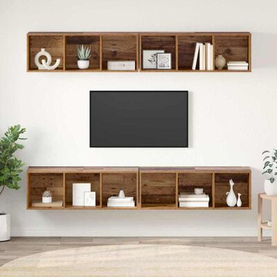 vidaXL TV-Schrankset 4 pcs Altholz 37 x 37 x 107 cm Holzwerkstoff - Braun vidaXL TV-Schrankset 4 pcs Altholz 37 x 37 x 107 cm Holzwerkstoff - Braun