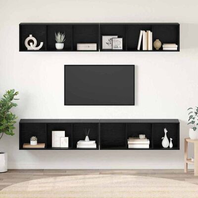 vidaXL TV-Schrankset 4 pcs Schwarz Eichen-Optik 37 x 37 x 107 cm - Schwarz vidaXL TV-Schrankset 4 pcs Schwarz Eichen-Optik 37 x 37 x 107 cm - Schwarz