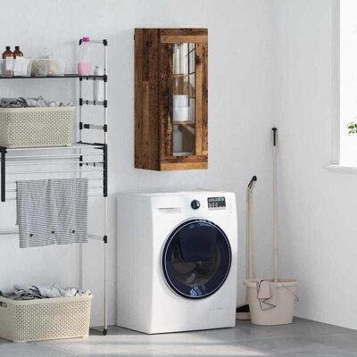 vidaXL Wandschrank Altholz 34,5 x 34 x 90 cm Engineered Wood und Glas - Braun vidaXL Wandschrank Altholz 34,5 x 34 x 90 cm Engineered Wood und Glas - Braun