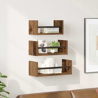 vidaXL Wandregal-Set mit Regal 3 pcs Altholz 40x16x14cm Holzwerkstoff - Braun vidaXL Wandregal-Set mit Regal 3 pcs Altholz 40x16x14cm Holzwerkstoff - Braun