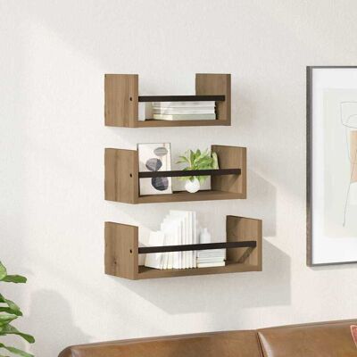 vidaXL Wandregal-Set 3 pcs Artisan-Eiche 40x16x14cm Holzwerkstoff - Braun vidaXL Wandregal-Set 3 pcs Artisan-Eiche 40x16x14cm Holzwerkstoff - Braun