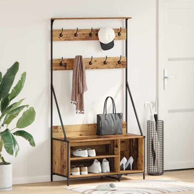 vidaXL Kleiderständer Altholz 100 x 41 x 184 cm Holzwerkstoff - Braun vidaXL Kleiderständer Altholz 100 x 41 x 184 cm Holzwerkstoff - Braun